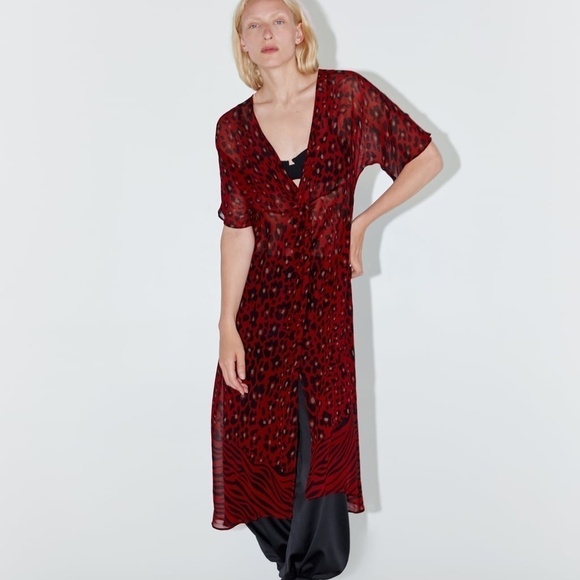 NWT ZARA ANIMAL PRINT DRESS SHIRT - Picture 1 of 7